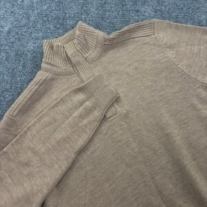 Johnston & Murphy Quarter Zip Sweater Medium Tan Ribbed Pullover Men's